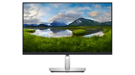 Picture of a Dell P2723DE Monitor with a nature landscape on the screen background. 